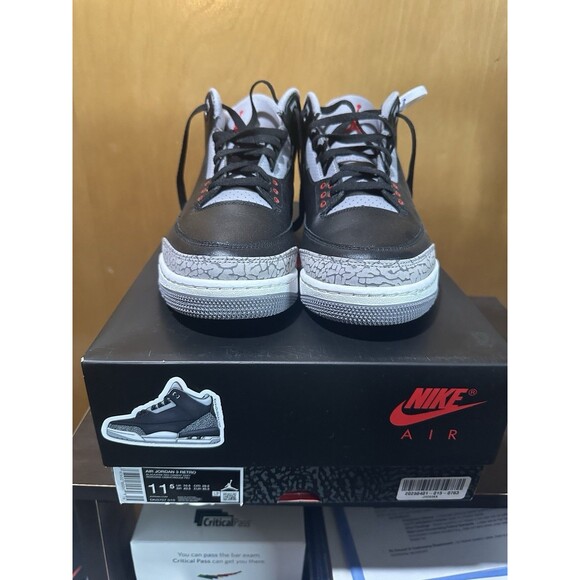 Size 11.5 - Air Jordan 3 Retro OG 2024 Black Cement, Excellent Condition - Picture 2 of 8